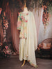 Cream Floral Thread Embroidered Design Tissue Palazzo Suit