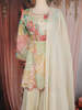 Cream Floral Thread Embroidered Design Tissue Palazzo Suit