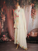 Cream Floral Thread Embroidered Design Tissue Palazzo Suit