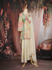 Cream Floral Thread Embroidered Design Tissue Palazzo Suit