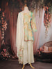 Cream Floral Thread Embroidered Design Tissue Palazzo Suit
