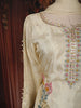 Cream Floral Thread and Sequins Embroidered Design Tissue Palazzo Suit