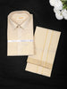 Cream Gold Striped Woven Design Shirt with Matching Dhoti Set