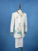 Cream Peacock And Bird Print Kids Indo-Western Sherwani Set