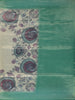 Cream Peacock Motif Printed Semi Tussar Silk Saree With Contrast Border