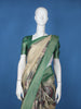 Cream Peacock Motif Printed Semi Tussar Silk Saree With Contrast Border