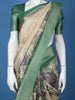 Cream Peacock Motif Printed Semi Tussar Silk Saree With Contrast Border