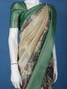 Cream Peacock Motif Printed Semi Tussar Silk Saree With Contrast Border