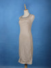 Cream Sequins Design Net Gown With Stone-Embellished Neckline