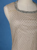 Cream Sequins Design Net Gown With Stone-Embellished Neckline