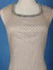 Cream Sequins Design Net Gown With Stone-Embellished Neckline