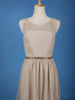 Cream Sleeveless Netted Gown With Sequin Embellishments And Waist Belt