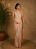 Cream Striped Design Pure Banarasi Silk Saree