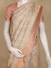 Cream Striped Design Pure Banarasi Silk Saree