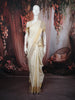 Cream White Checked Zari Woven Design Pure Kanchipuram Silk Saree with Golden Zari Border