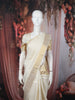 Cream White Checked Zari Woven Design Pure Kanchipuram Silk Saree with Golden Zari Border