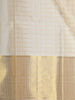 Cream White Checked Zari Woven Design Pure Kanchipuram Silk Saree with Golden Zari Border
