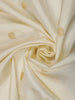 Cream White Peacock Butta Zari Woven Design Pure Kanchipuram Silk Saree with Contrast Zari Border