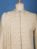 Cream White Raw Silk Floral Designed Sherwani Suit - Diadem