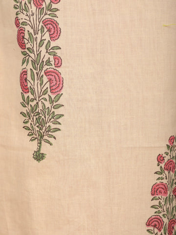 Cream Floral Design Printed Cotton Salwar Suit - Diadem