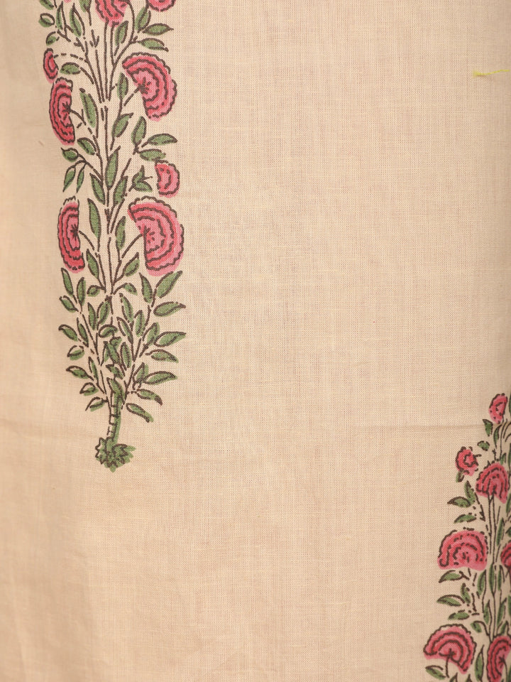 Cream Floral Design Printed Cotton Salwar Suit - Diadem