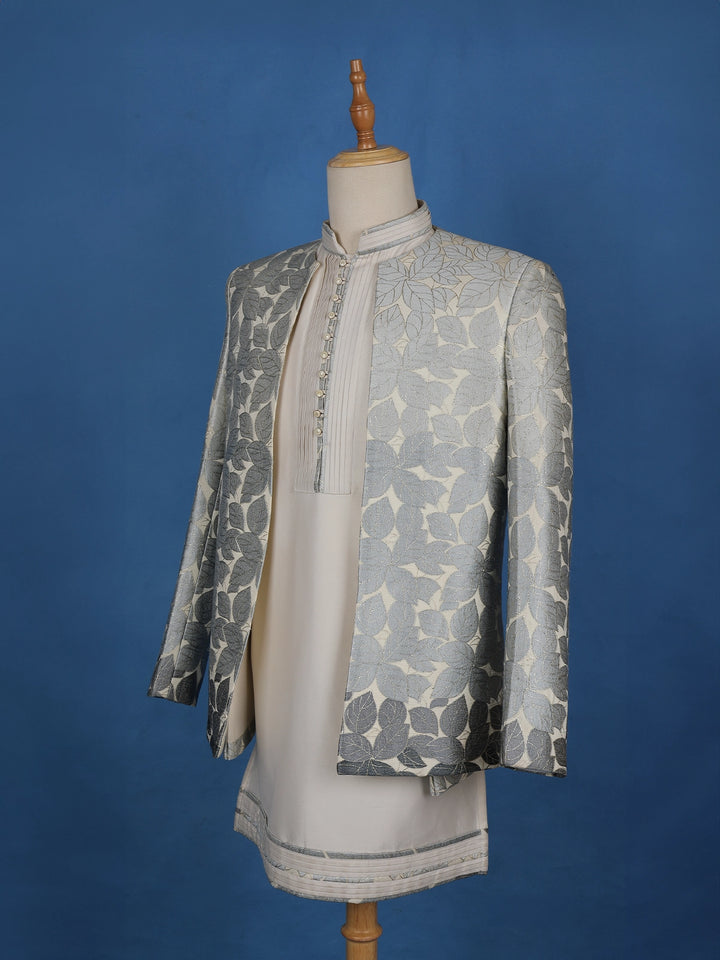 Cream Floral Designed Sherwani Suit - Diadem