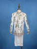 Cream Georgette Floral Embroidery Sherwani And Pant Set