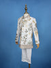 Cream Georgette Floral Embroidery Sherwani And Pant Set