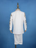 Cream Georgette Floral Embroidery Sherwani And Pant Set