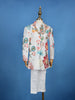 Cream Georgette Floral Embroidery Sherwani And Pant Set - Diadem