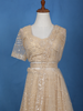 Cream Net Lehenga Embellished with Floral Sequins and Beads with Dupatta - Diadem