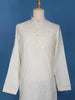 Cream White Thread Embroidery Cotton Kurta Set With Pant