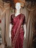 Crimson Pink Floral Vine Zari Woven Design Semi Banarasi Silk Saree with Designer Blouse