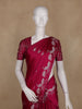 Crimson Red Birds Motif Design Semi Banarasi Silk Saree