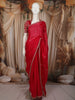 Crimson Red Butta Zari Embroidered Design Pure Organza Saree with Scalloped Border