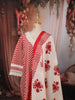Crimson Red Chevron Printed Design Pure Cotton Straight Cut Salwar Suit with Floral Dupatta