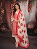 Crimson Red Chevron Printed Design Pure Cotton Straight Cut Salwar Suit with Floral Dupatta