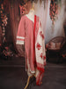 Crimson Red Chevron Printed Design Pure Cotton Straight Cut Salwar Suit with Floral Dupatta