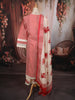 Crimson Red Chevron Printed Design Pure Cotton Straight Cut Salwar Suit with Floral Dupatta