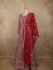Crimson Red Floral Beads and Zari Embroidered Design Net Mastani Lehenga with Dupatta