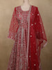 Crimson Red Floral Beads and Zari Embroidered Design Net Mastani Lehenga with Dupatta