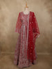 Crimson Red Floral Beads and Zari Embroidered Design Net Mastani Lehenga with Dupatta