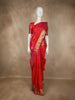 Crimson Red Floral Butta Woven Design Pure Kanchipuram Silk Saree with Contrast Border