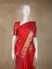 Crimson Red Floral Butta Woven Design Pure Kanchipuram Silk Saree with Contrast Border