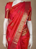 Crimson Red Floral Butta Woven Design Pure Kanchipuram Silk Saree with Contrast Border