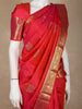 Crimson Red Floral Butta Woven Design Pure Kanchipuram Silk Saree with Contrast Border