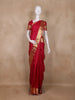 Crimson Red Floral Butta Woven Kanchipuram Silk Saree With Zari Border