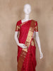 Crimson Red Floral Butta Woven Kanchipuram Silk Saree With Zari Border