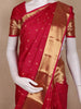 Crimson Red Floral Butta Woven Kanchipuram Silk Saree With Zari Border