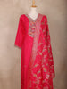 Crimson Red Floral Design Cotton Straight Cut Salwar Suit